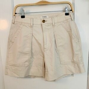 Banana Republic Chino Safari Shorts Women's Beige High Rise Pleated Utility SZ 6